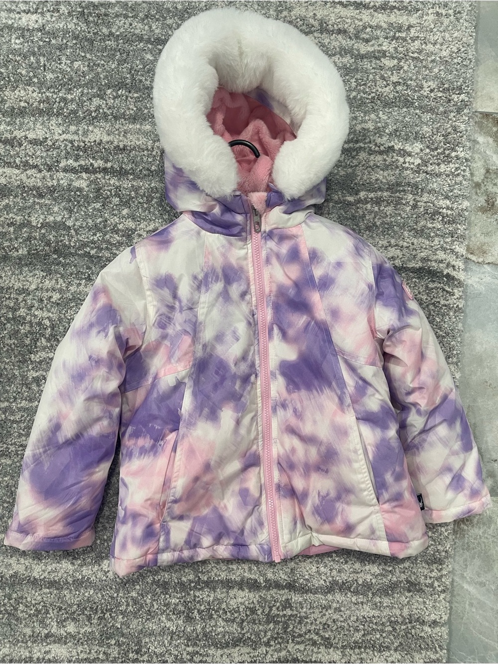 Spyder Pink & Purple Tie-Dye Hooded Puffer Jacket